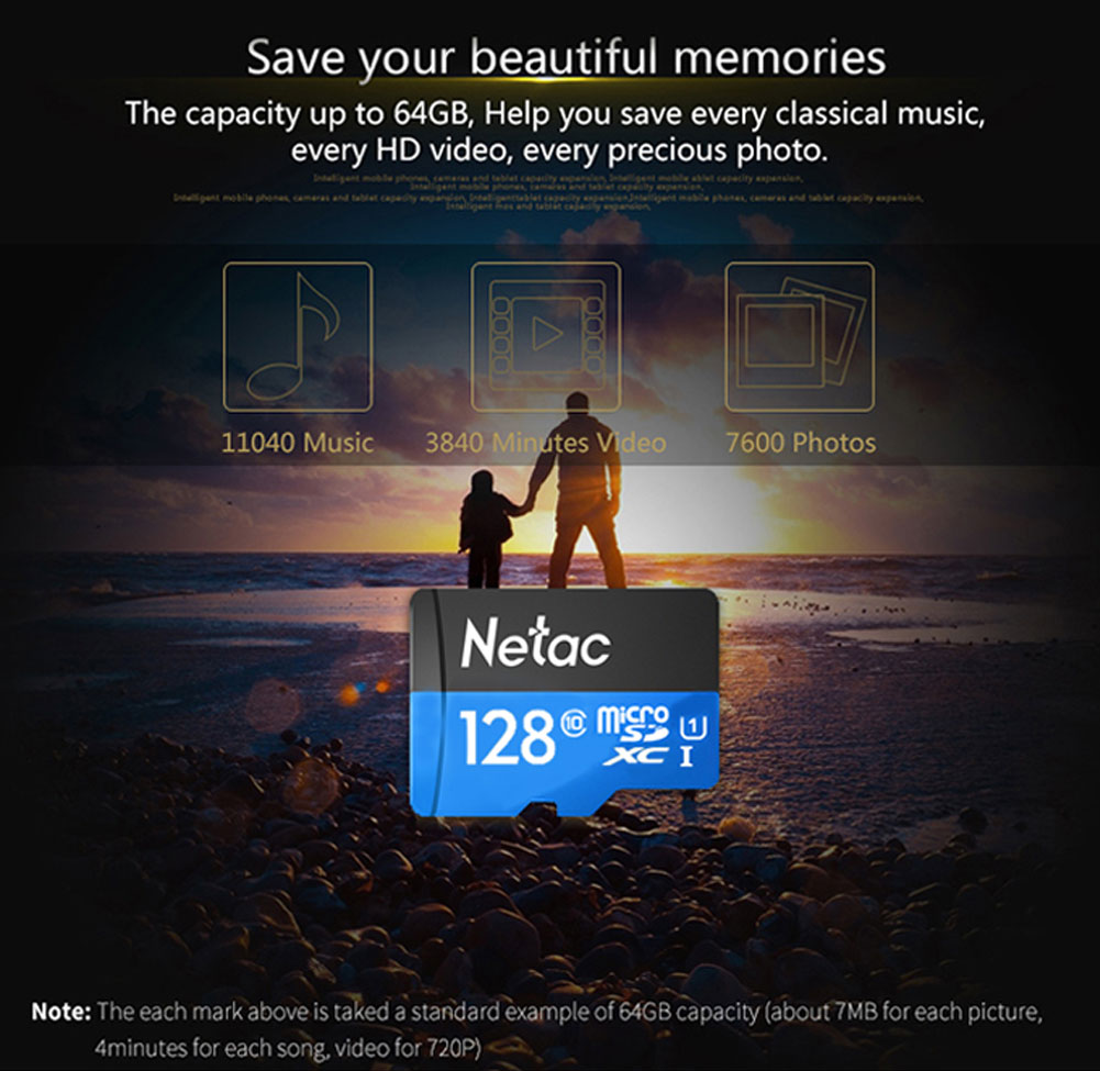 thich hop luu nhac video anh - Thẻ Nhớ Netac 128GB Chuẩn Class 10, Tốc Độ 90MB/S