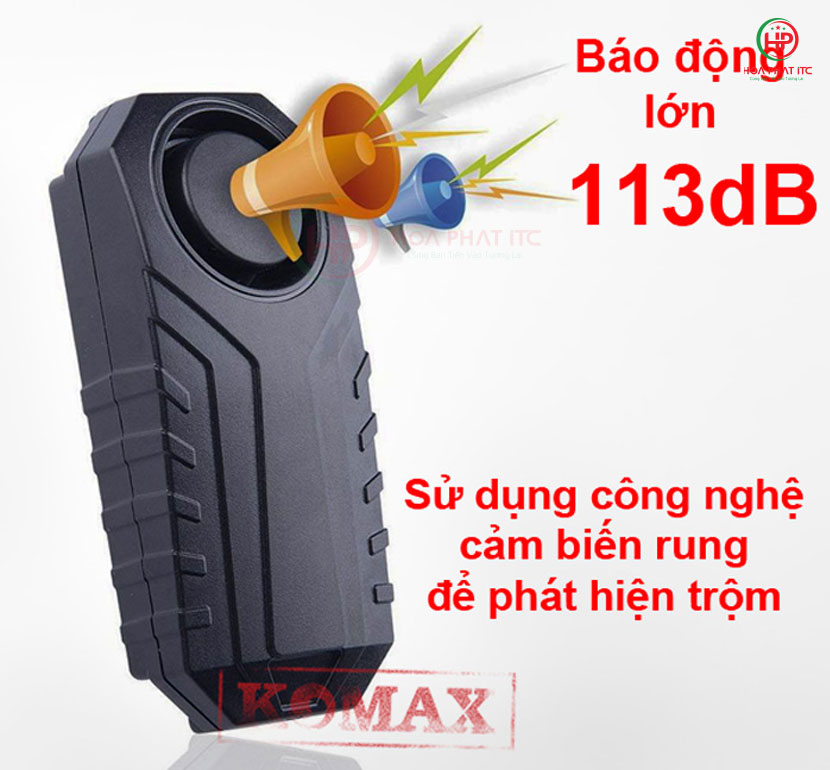 am luong lon 113db - Thiết bị chống trộm cảm biến rung kèm remote Komax KM-R16A