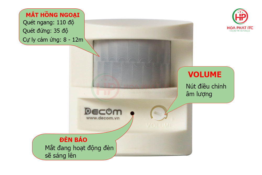 cac chuc nang cua bao dong hong ngoai x10 1 - Báo động hồng ngoại điều khiển từ xa Decom X10-I - Kèm Remote, sử dụng điện 220V hoặc pin 9v