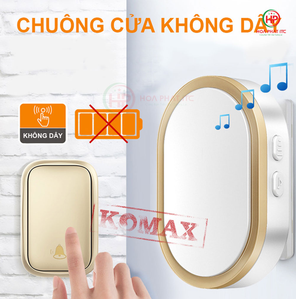 chuong cua khong day khong pin komax km db66 - Bộ chuông cửa không dây cao cấp Komax KM-DB66