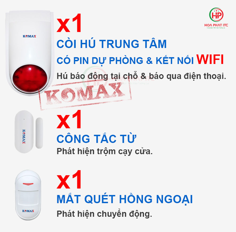 bo bao trom khong day komax km t80w 02 - Bộ chống trộm không dây kết nối wifi Komax KM-T80W