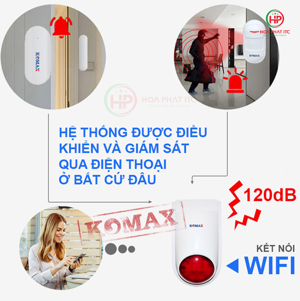 bo chong trom komax km t80w 01 - Bộ chống trộm không dây kết nối wifi Komax KM-T80W