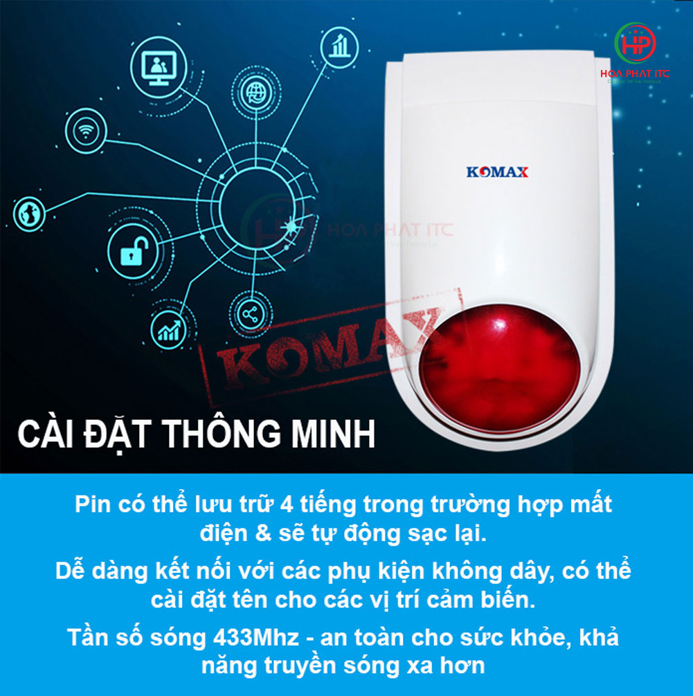 bo chong trom komax km t80w - Bộ chống trộm không dây kết nối wifi Komax KM-T80W