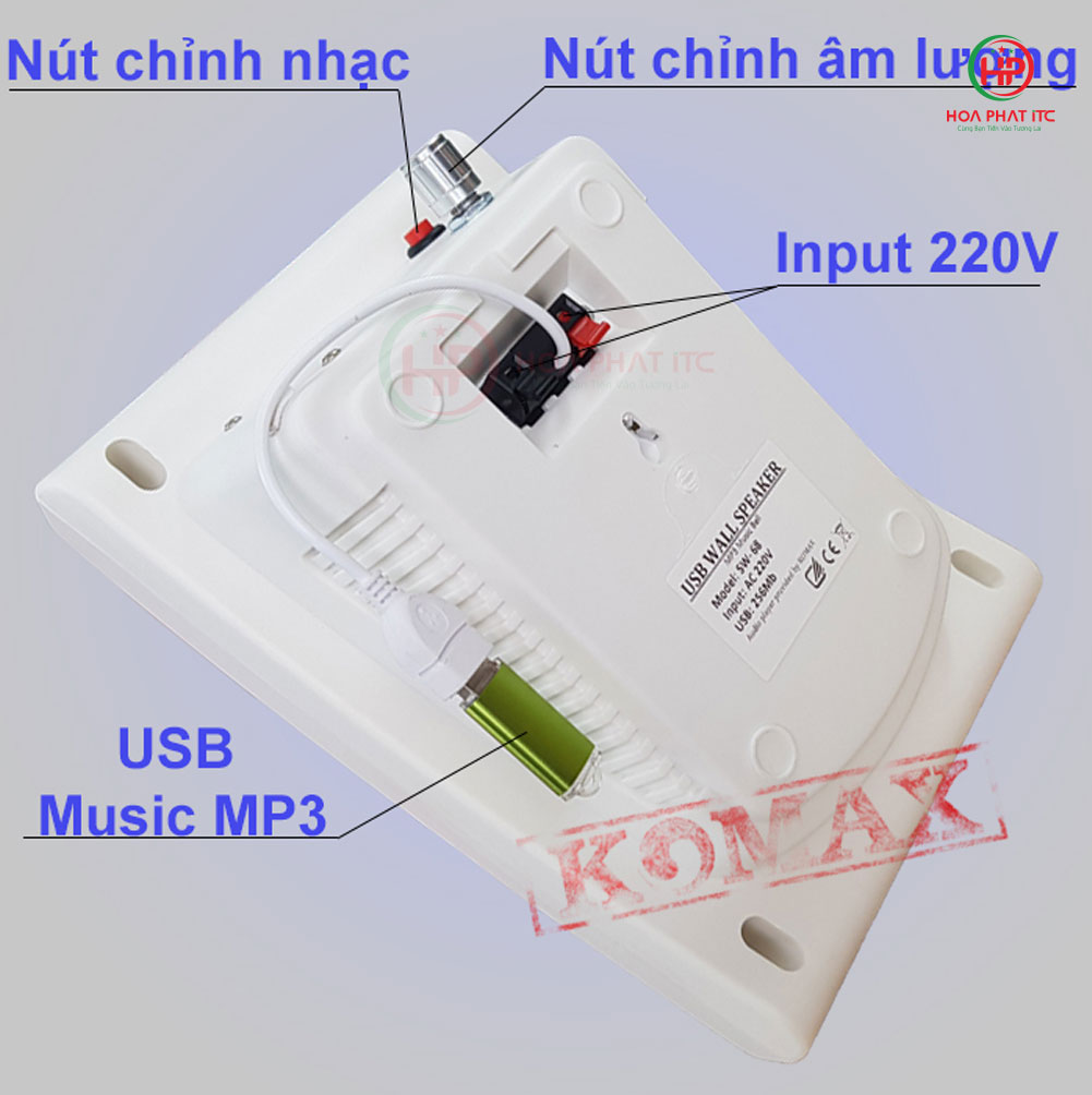 cau tao chuong thong bao - Bộ loa phát thông báo MP3 tự động Komax SW-68C