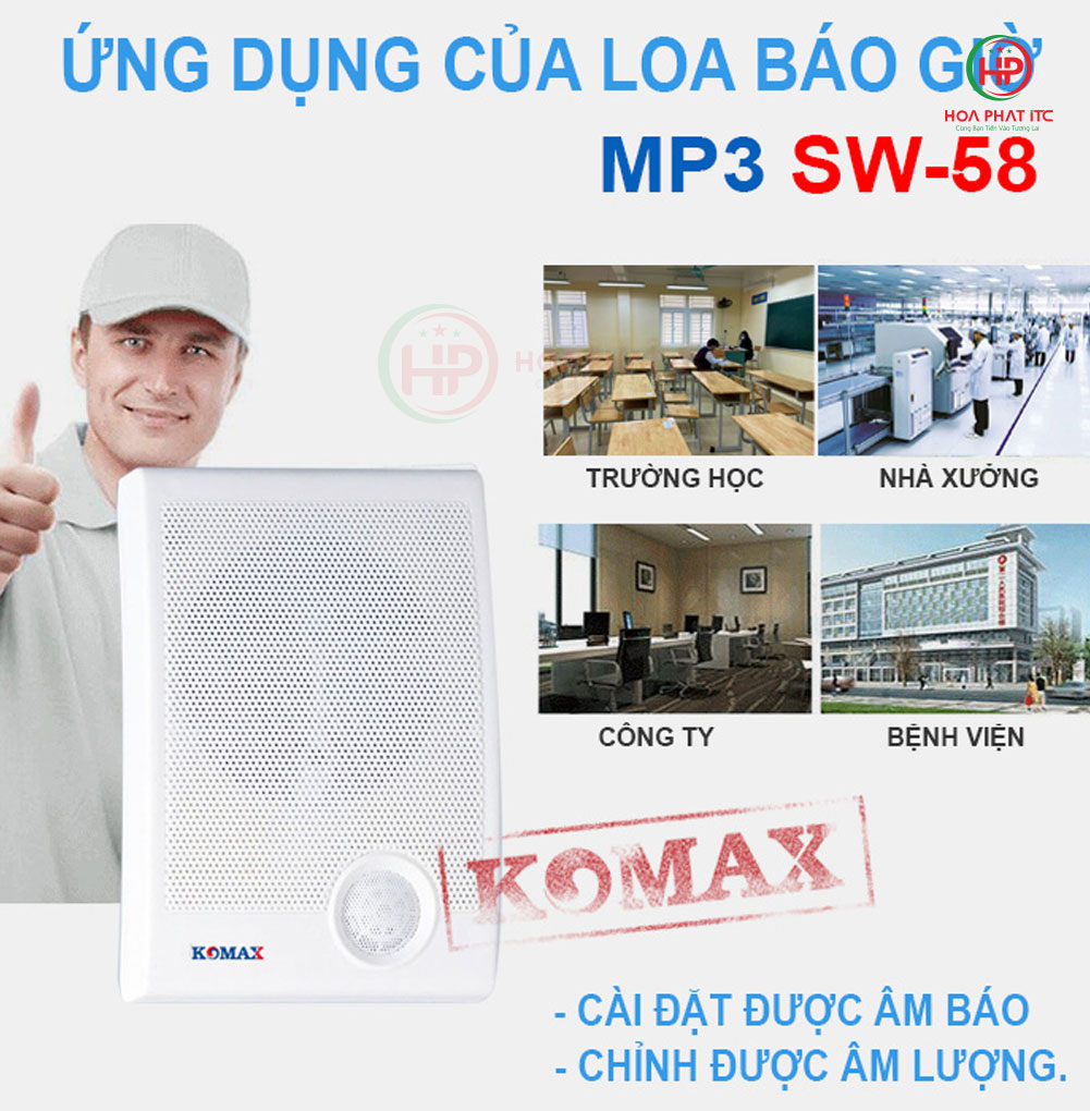 ung dung bo loa bao gio phat nhac tu dong Komax SW 58C - Bộ loa báo giờ phát nhạc tự động Komax SW-58C