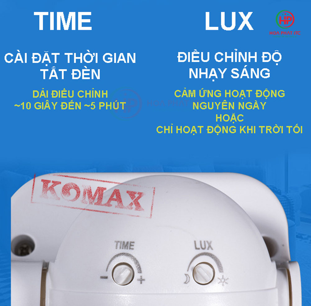 nut chinh do nhay va thoi gian komax km s20 - Cảm ứng hồng ngoại gắn tường Komax KM-S20