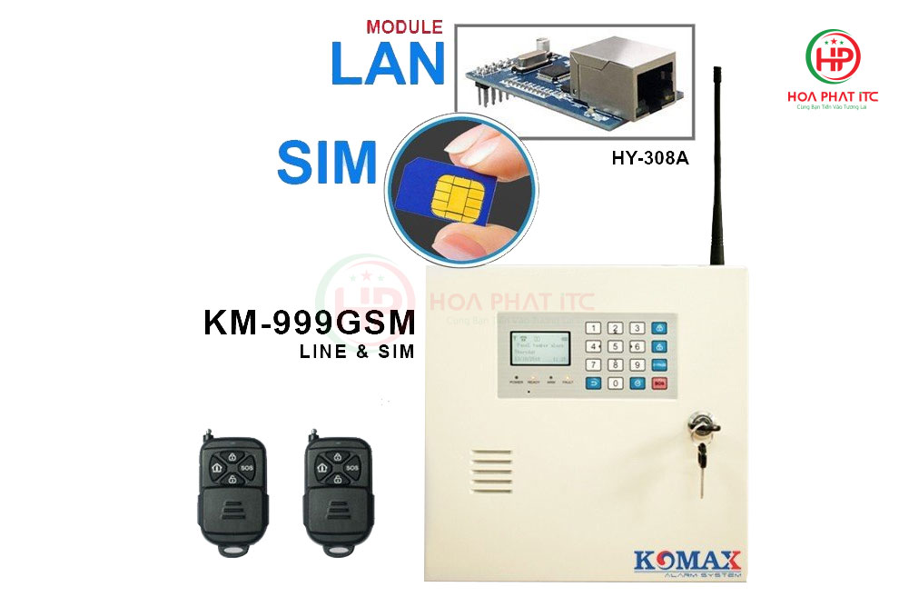 bo trung tam chong trom cao cap SIM 4G va LAN KM 999GSM LAN 01 - Bộ trung tâm chống trộm cao cấp dùng SIM 4G và LAN KM-999GSM-LAN