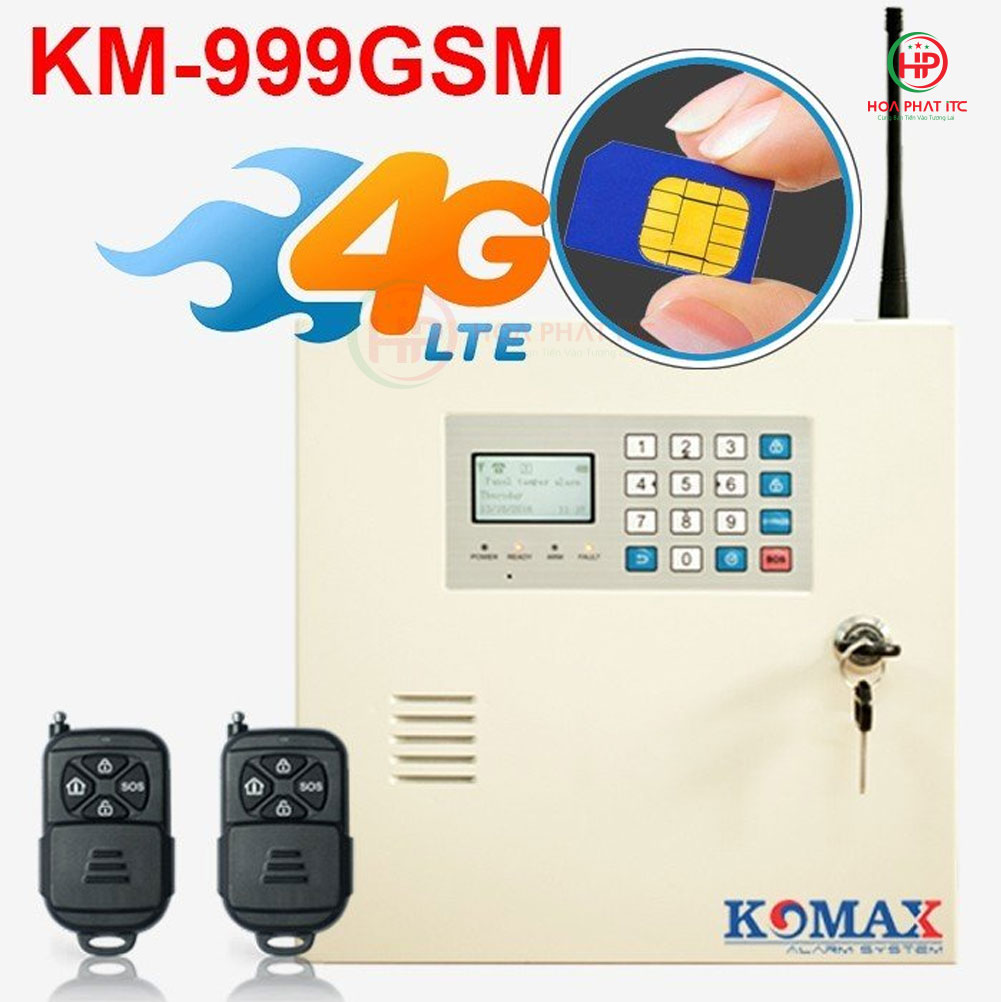 bo trung tam chong trom su dung mang LAN KM 999gsm - Bộ trung tâm chống trộm cao cấp dùng SIM 4G KM-999GSM-4G