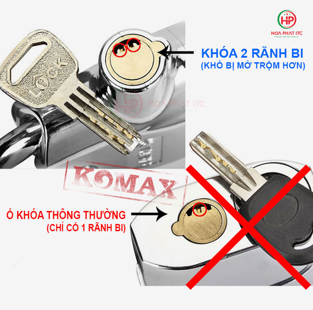 khoa chong cat k 8325a inox co 2 loi bi - Khóa chống cắt 2 lõi bi K-8325A Inox