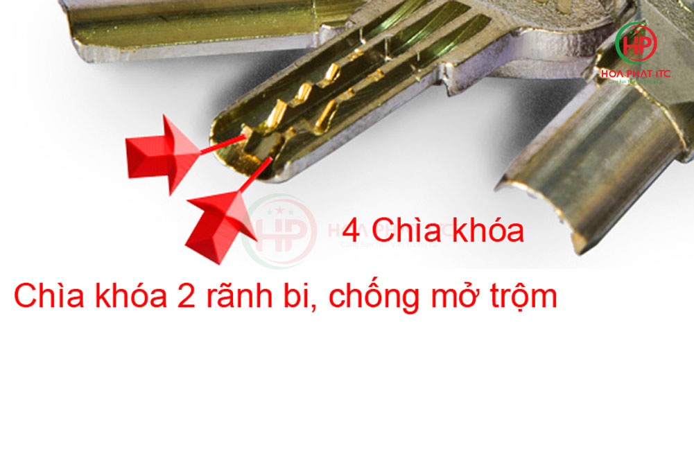 khoa k8325a inox co 4 chia khoa di kem - Khóa chống cắt 2 lõi bi K-8325A Inox