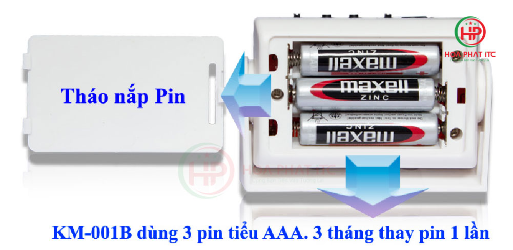 cac matt cua huong bao khach bao trom Komax KM 001B su dung pin AAA - Chuông báo khách báo trộm Komax KM-001B