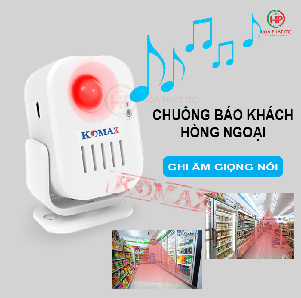 chuong bao khach ghi am Komax KM 006B - Báo khách hồng ngoại ghi âm Komax KM-006B