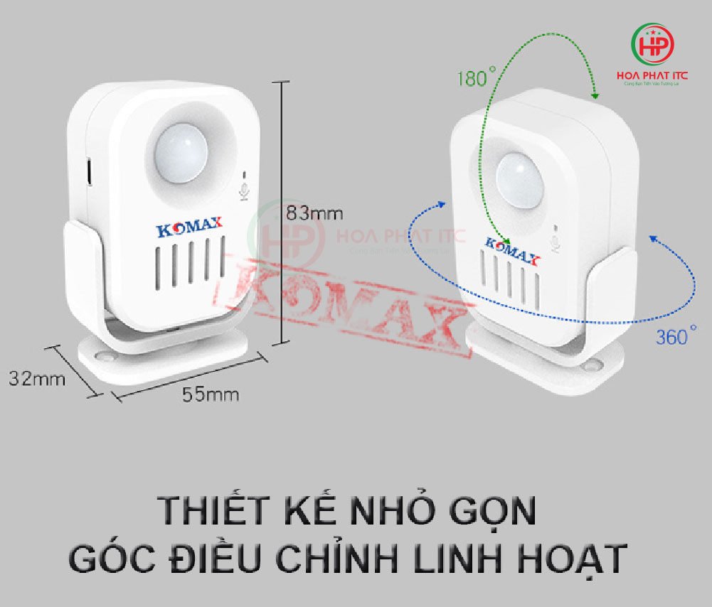 chuong bao khach km 006b dieu chinh goc quay linh hoat - Báo khách hồng ngoại ghi âm Komax KM-006B