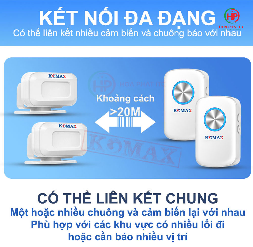 Chuông báo khách hồng ngoại Komax KM-X600 chuong bao khach km x600 ket noi da dang - Chuông báo khách hồng ngoại Komax KM-X600