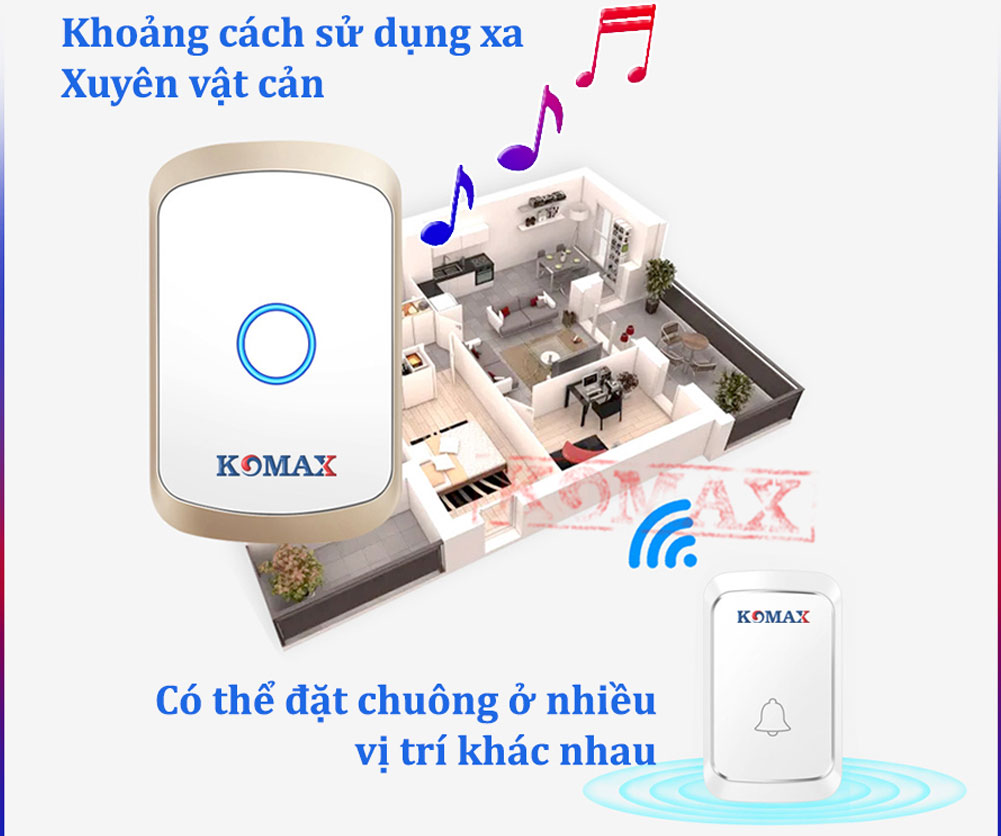 Chuông cửa không dây dùng pin Komax DB10 Chuong cua khong day dung pin Komax DB10 03 - Chuông cửa không dây dùng pin Komax DB10