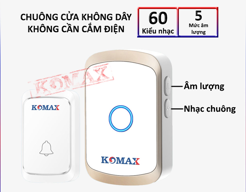 Chuông cửa không dây dùng pin Komax DB10 Chuong cua khong day dung pin Komax DB10 04 - Chuông cửa không dây dùng pin Komax DB10