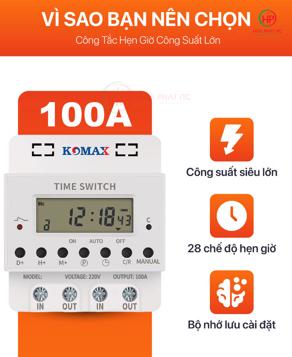 Công Tắc Hẹn Giờ Công Nghiệp Công Suất Lớn 100A Komax KM-100A Cong Tac Hen Gio Cong Nghiep Cong Suat Lon 100A Komax KM 100A 01 - Công Tắc Hẹn Giờ Công Nghiệp Công Suất Lớn 100A Komax KM-100A